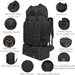 Hiking Backpack, 80L Molle Military Tactical Rucksack, Camping Backpack with Shoe Compartment, Lightweight Rucksack for Men, Water Resistant Hiking Daypack Survival Bag Hiking Bag (Black)