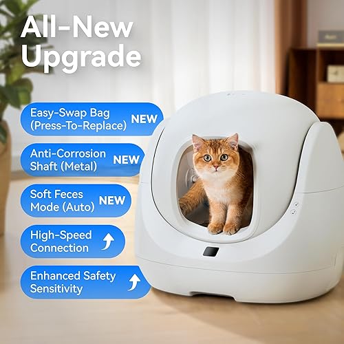 Vista 11 de CATLINK Caja de arena autolimpiante para gatos para varios gatos, monitoreo de salud, caja de arena automática con aplicación, triple control de Gris