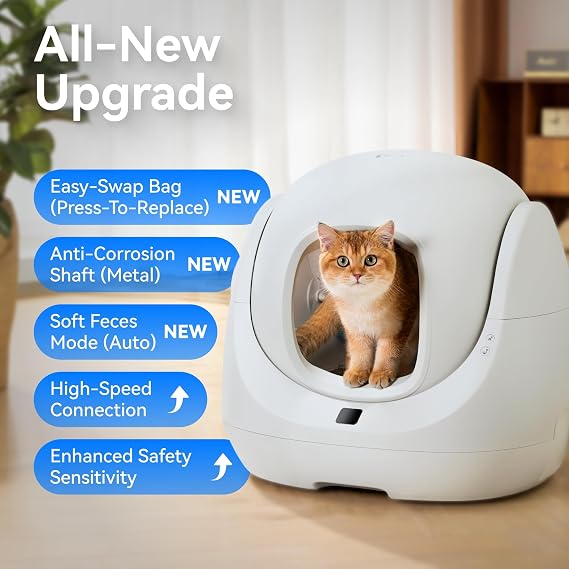 CATLINK Self-Cleaning Cat Litter Box with Multi-Cat Health Tracking APP Control, 8 Levels Anti-Pinch Safety Design, 7.8 Ultra-Low Entry Easy Access for Senior Cats, 2026 Premium Version, Grey