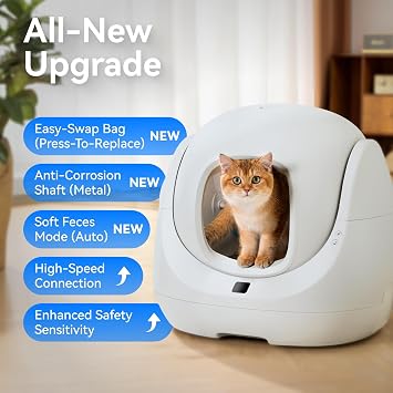 CATLINK Self-Cleaning Cat Litter Box with Multi-Cat Health Tracking APP Control, 8 Levels Anti-Pinch Safety Design, 7.8 Ultra-Low Entry Easy Access for Senior Cats, 2026 Premium Version, Grey