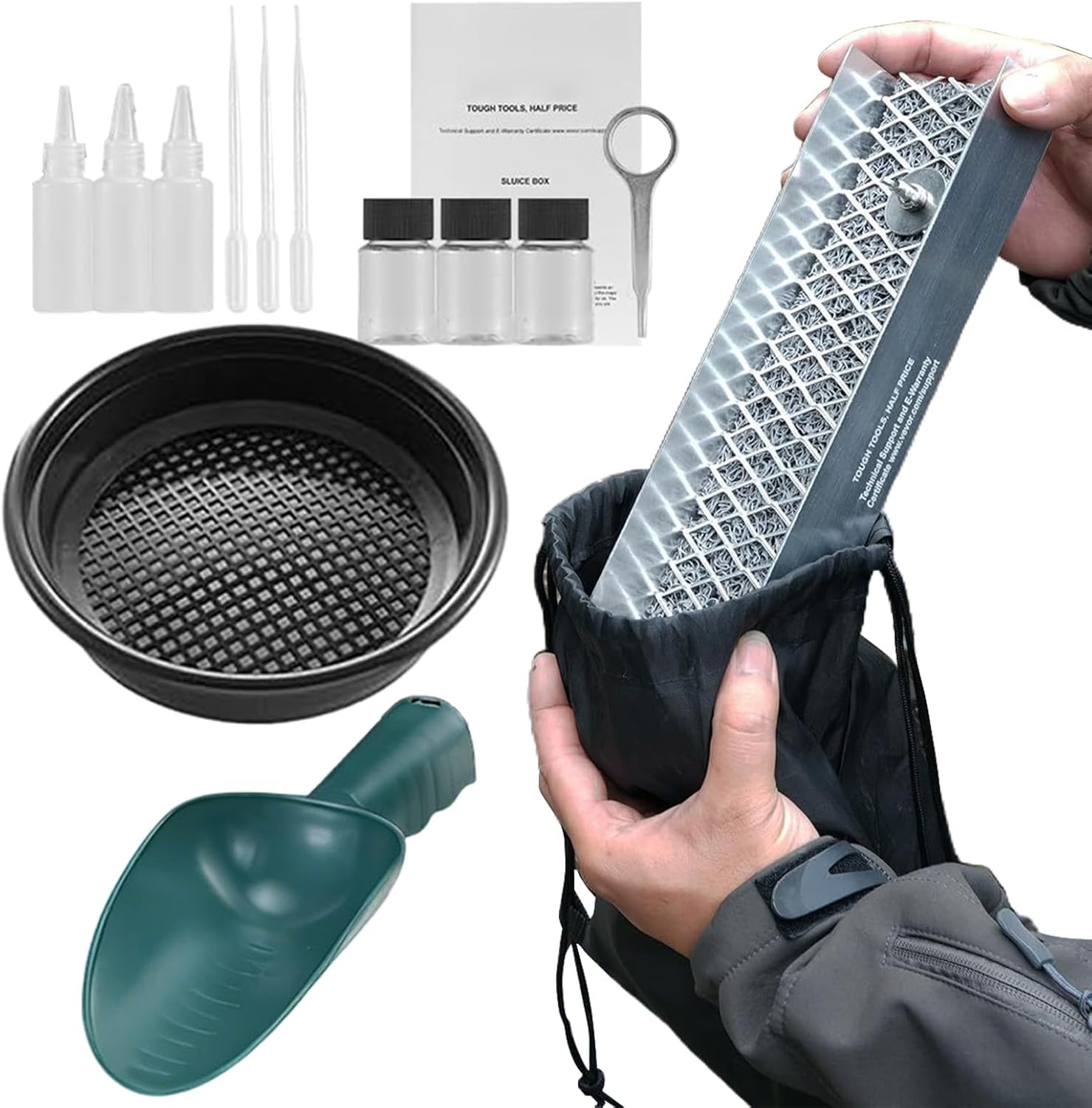 Gold Panning Equipment | with Sluice Box Small Toys,Outdoor Gold Mining Kit with Vials | for Outdoor Lake River Stream Mountain Exploration Adventure