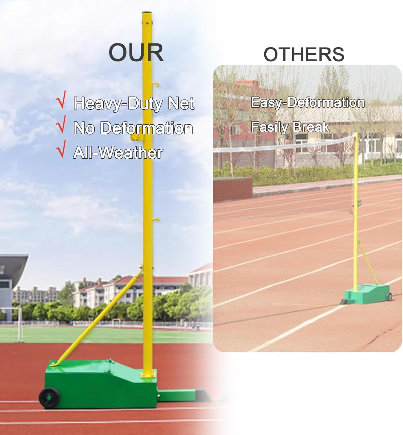 Conjuntos de Voleibol y Red para Adultos y Adolescentes: con Red Enrollable, Color Verde, Altura Regulable, fácil de Instalar, Ideal para Deportes al Aire Libre.