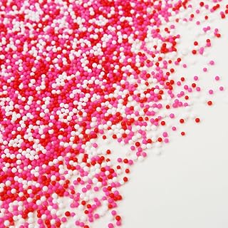Pink Nonpareils Sprinkles, Edible Sprinkles For Cake Decorating, Pink Red and White Candy, 150g/5.29oz, Cupcake Topper, Cake Decoration, Mother's Day, Valentine's Day, Wedding Party Supplies