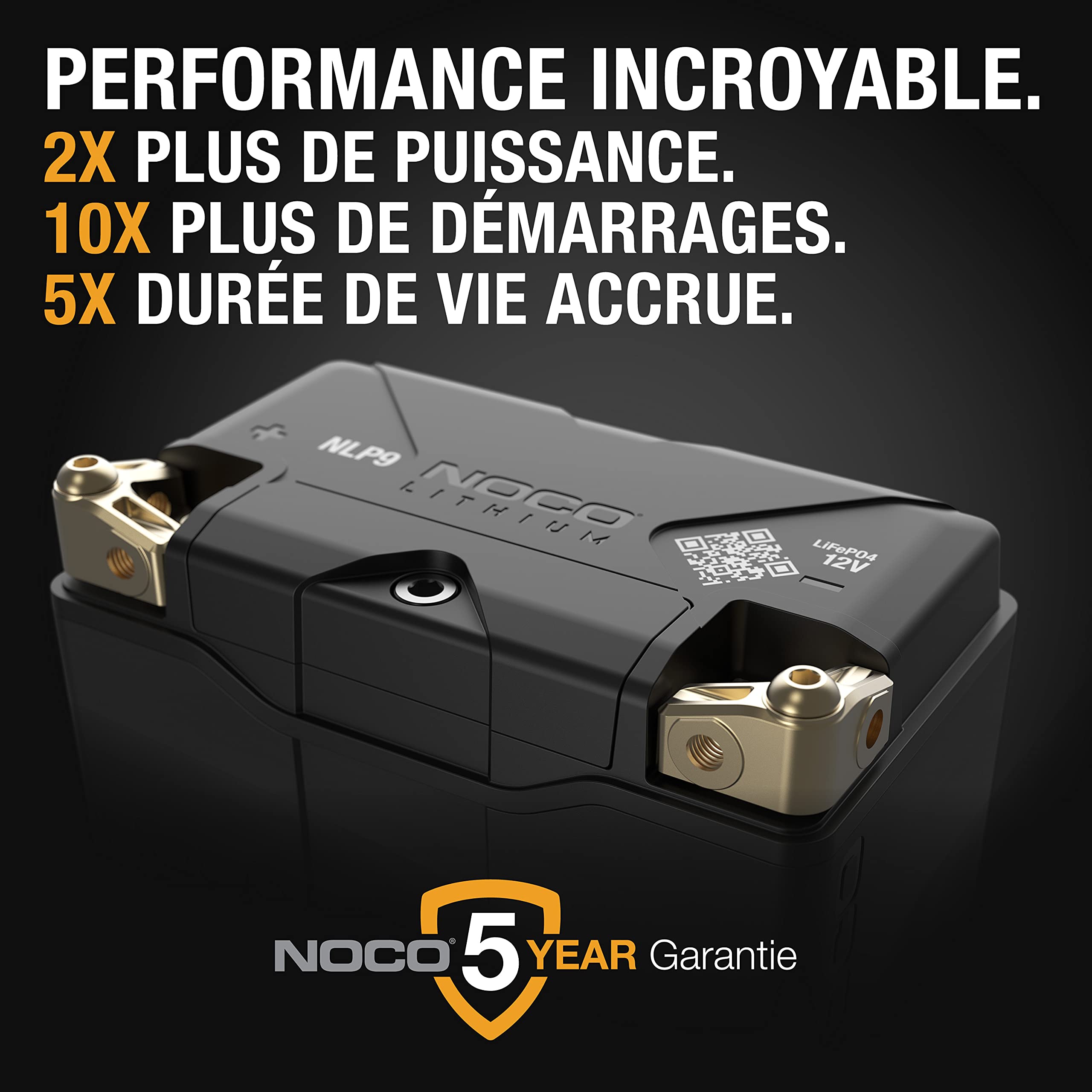 NOCO Lithium NLP9, Groupe 9, Batterie de Moto 400A, Batterie au Lithium 12V 3Ah avec BMS Dynamique pour Motos, Quad et Scooters