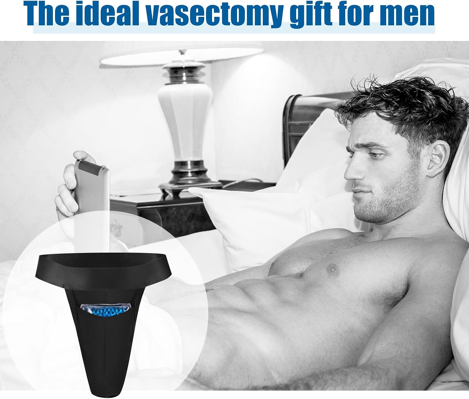 Janmercy 2 Pcs Vasectomy Underwear Jockstrap with 2 Custom Fit Ice Pack, Support Snug Briefs Vasectomy Gift for Men Testicular Support and Pain Relief, Black