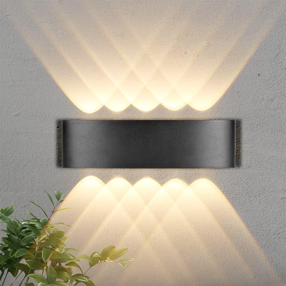 CHENBEN LED Wall Lights Indoor/Outdoor 10W 3000K, Modern Black IP65 Waterproof Wall Sconce for ...