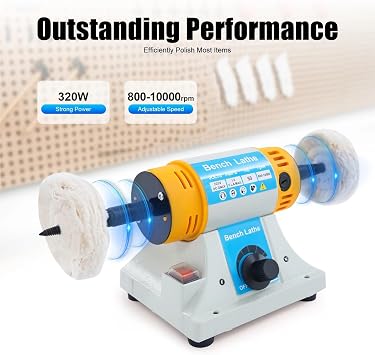 Lapidary Machine Adjustable Speed Polishing Machine, Tabletop Sanding and Machine, DIY Tool for Grinding and