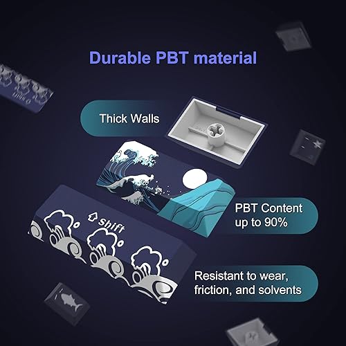 Miniatura 9 de Teclas PBT 60 por ciento, teclas japonesas Great Wave Off Kanagawa, juego de teclas personalizadas DYE-Sub, teclas de perfil cereza para teclado