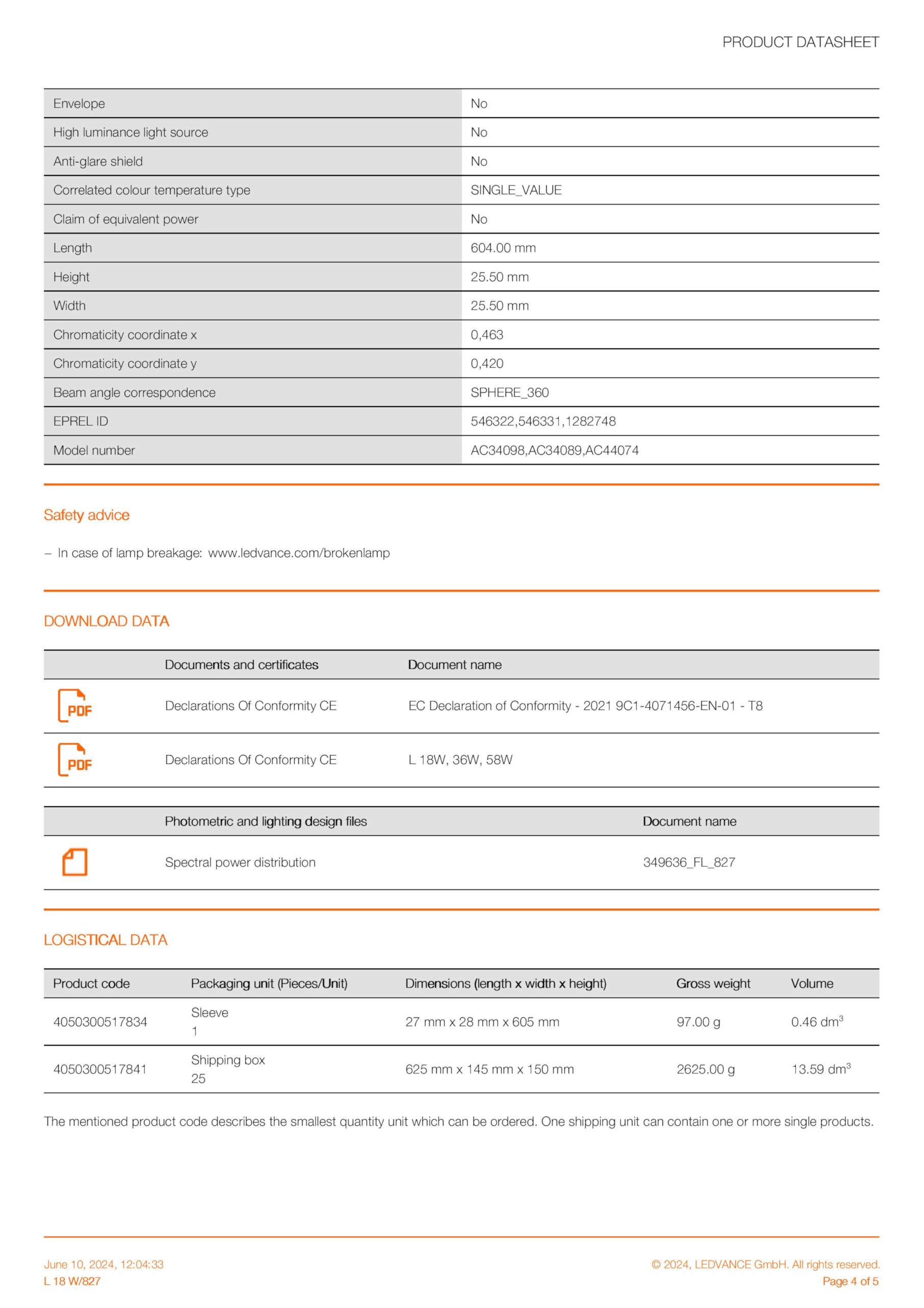 Osram,Osram 827 lineari lampadine fluorescenti 18 Watt Confezione da 10