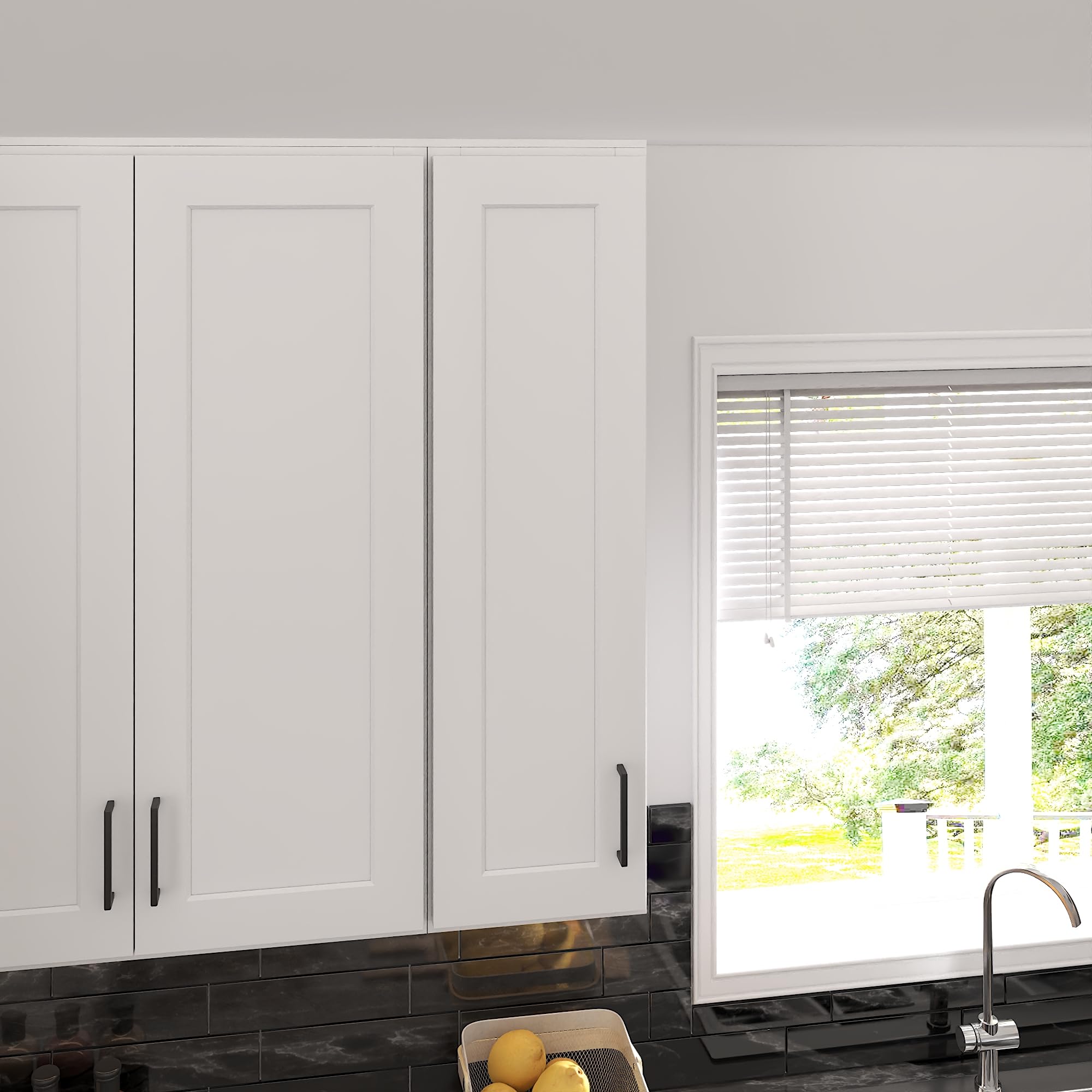 Furinno Shaker 4-Tier Wall Kitchen Cabinet, 1-Door, White