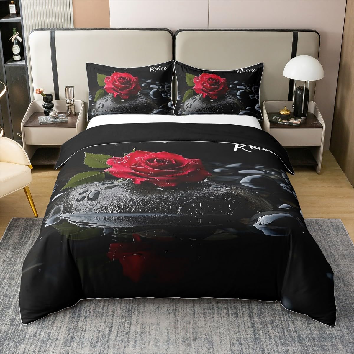 Housse de couette 135 x 200 cm en pur coton rose rouge pour lit de fille