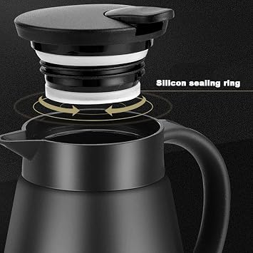 Thermal Coffee Carafe Tea Pot 20 Oz Stainless Steel Insulation Pot Double Wall Vacuum Insulated Coffee Water & Beverage Dispenser (Black)