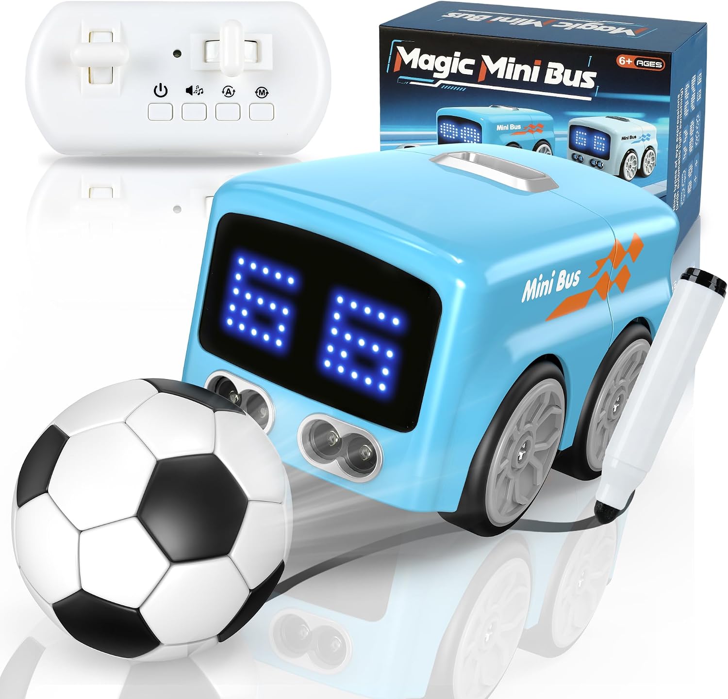 Magic Mini Bus for Boys Girls 5 6 7 8, Gesture Follow & Line Following Modes, Escape Modes, Inductive STEM Toy, 2.4 GHZ Rechargeable Remote Control Car Birthday Gifts for 6 Year Old (Blue)