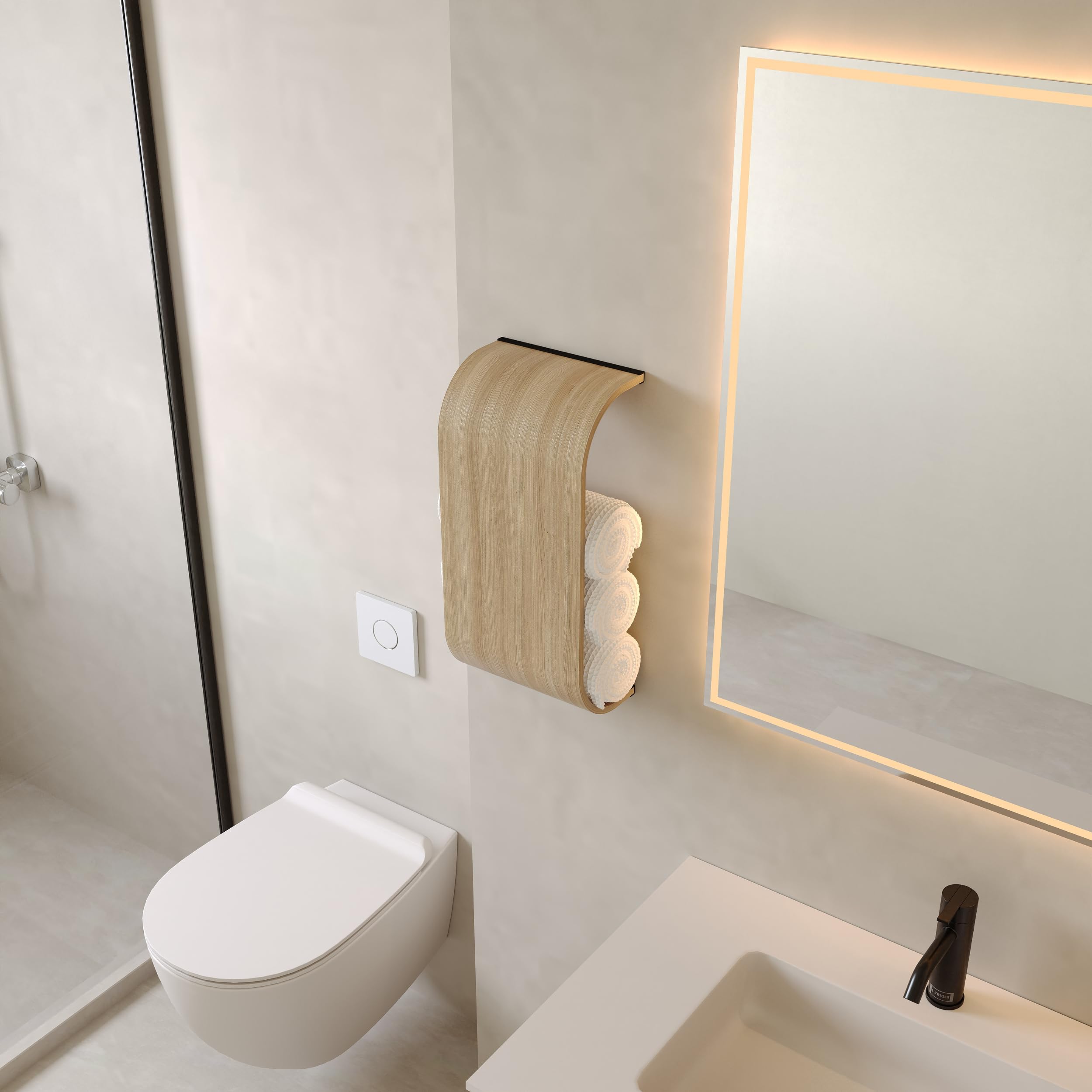 Toiletrolhouder op tafel, vrijstaand aanrechtblad rolplank van hout, past op tank, walnoot tafelblad toiletrek, badkamerorganizer - België