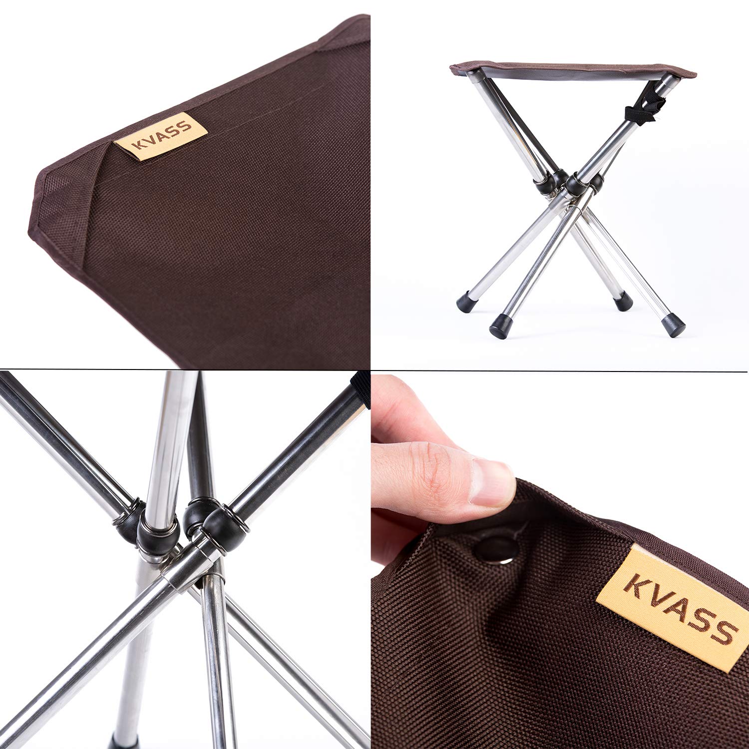 KVASS Camping-Stuhl Faltbarer Outdoor Hocker (Brown)