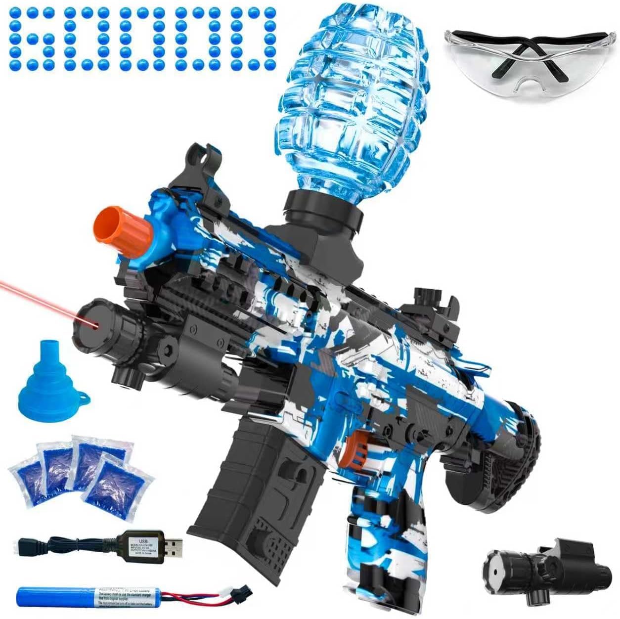 Electric Gel Ball Blaster, High Speed Automatic Splatter Ball Blaster with 40000+ and Goggles, SUPBEC Rechargeable Splatter Ball Toys for Outdoor Activities Game Party Favors