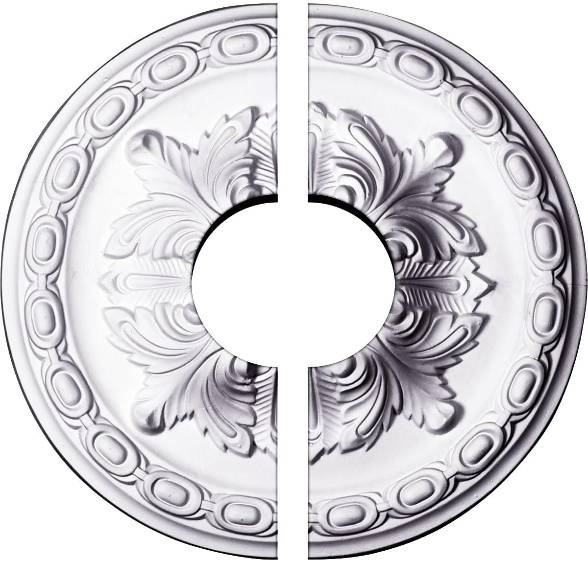 Ekena Millwork CM11AC2-03500 11 3/8"OD x 3 1/2"ID x 2"P Acanthus Ceiling Medallion, Fits Canopies up to 3-1/2", 2 Piece