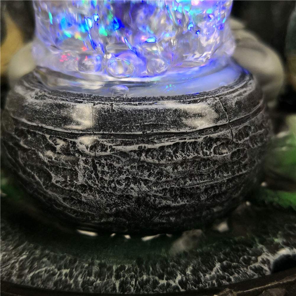 Fontaine de Bureau en Forme de Bouddha, Décoration élégante en Résine LED avec Lumière pour Salon, Chambre à Coucher, Décoration D'intérieur, Taille 20,5 X 20,5 X 26, Cm (Prise UE 220)