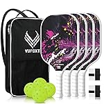 Pickleball Paddles Set of 4, USAPA Approved 99.99% Carbon Fiber Surface Pickleball Sets PP Honeycomb Core Pickle Ball Rackets, Lightweight Paddles for Men Women