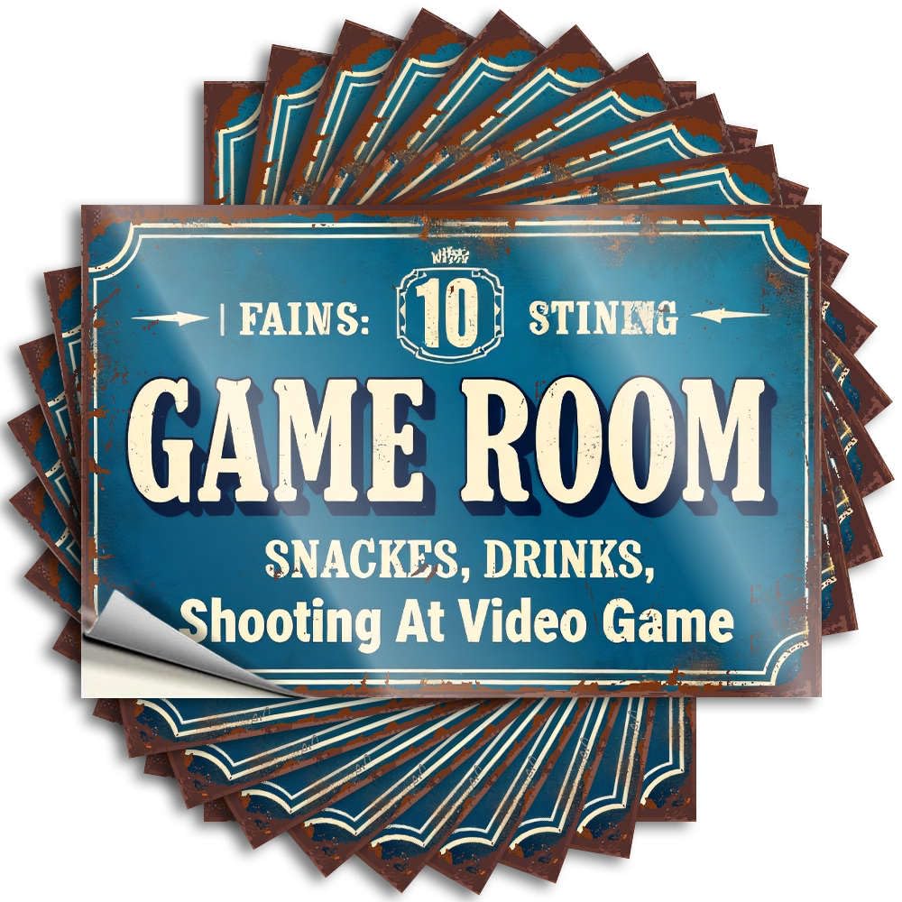 Fains: 10 Stinging Game Room Snacks, Drinks, Shooting At Video Game Quote Backyard Accessories | Encouragement Cover Removable Decal Pack(12X18CM)