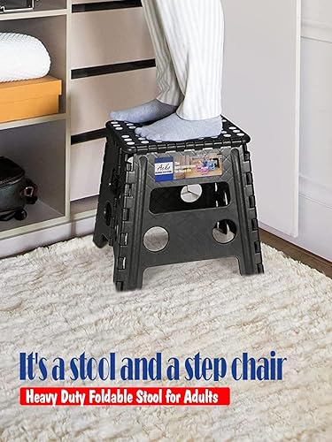 Miniatura 30 de Acko. Taburete plegable de 13 pulgadas de alto, resistente, para niños y adultos, cocina, jardín, baño, taburete con escalón.