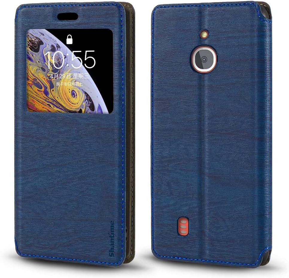 Leather Folio Case with Window, Compatible with Nokia 3310 4G, Elegant Design, Clear Display, Hidden Magnetic Closure, Card Slots Included Blue