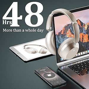 Wentronic Y04 Bluetooth Headphones Active Noise Cancelling Wireless Over Ear Headsets 48 Hours Playtime High Sound Quality Foldable Earphones with Soft Ear Cushion for Travel - Starlight