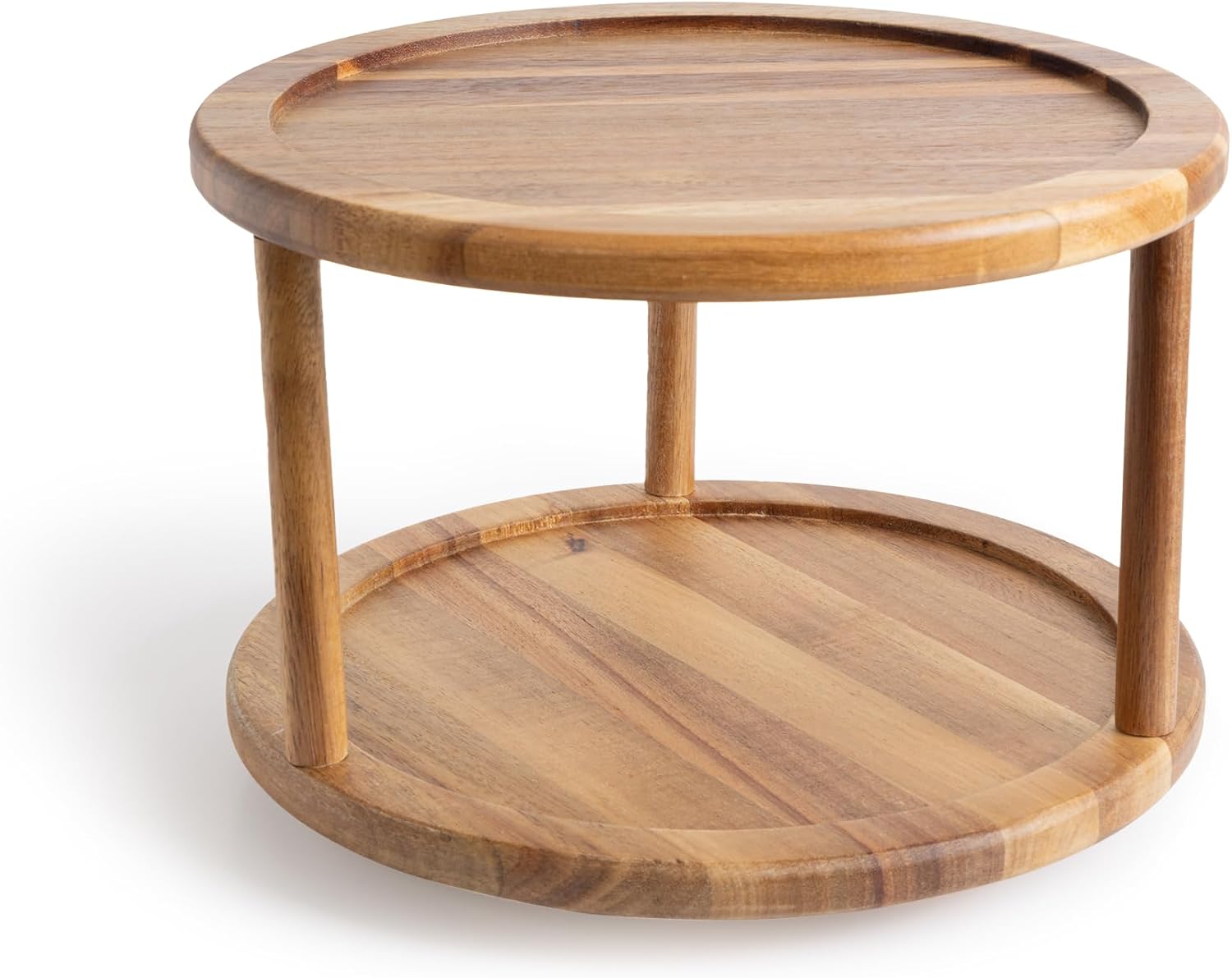 Smart Design 2-Tier Acacia Turntable Lazy Susan