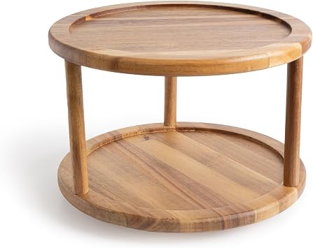Smart Design 2-Tier Acacia Turntable Lazy Susan