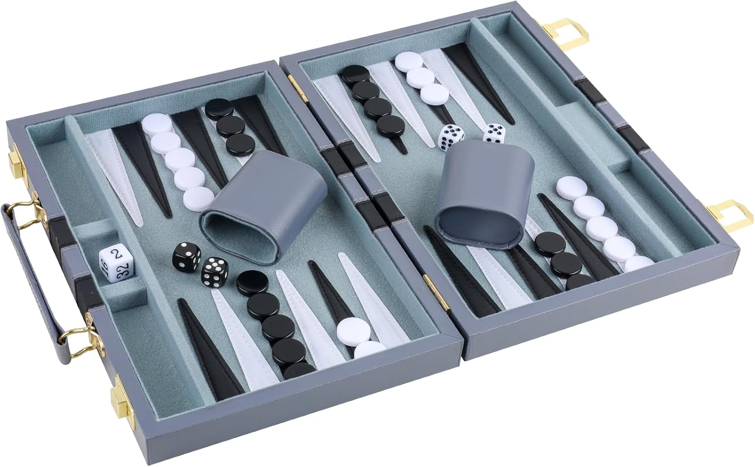 Backgammon Set 2 Players Classic Backgammon Sets for Adults Board Game with PU Leather Case Portable and Travel Backgammon Set (Grey, 18inch)