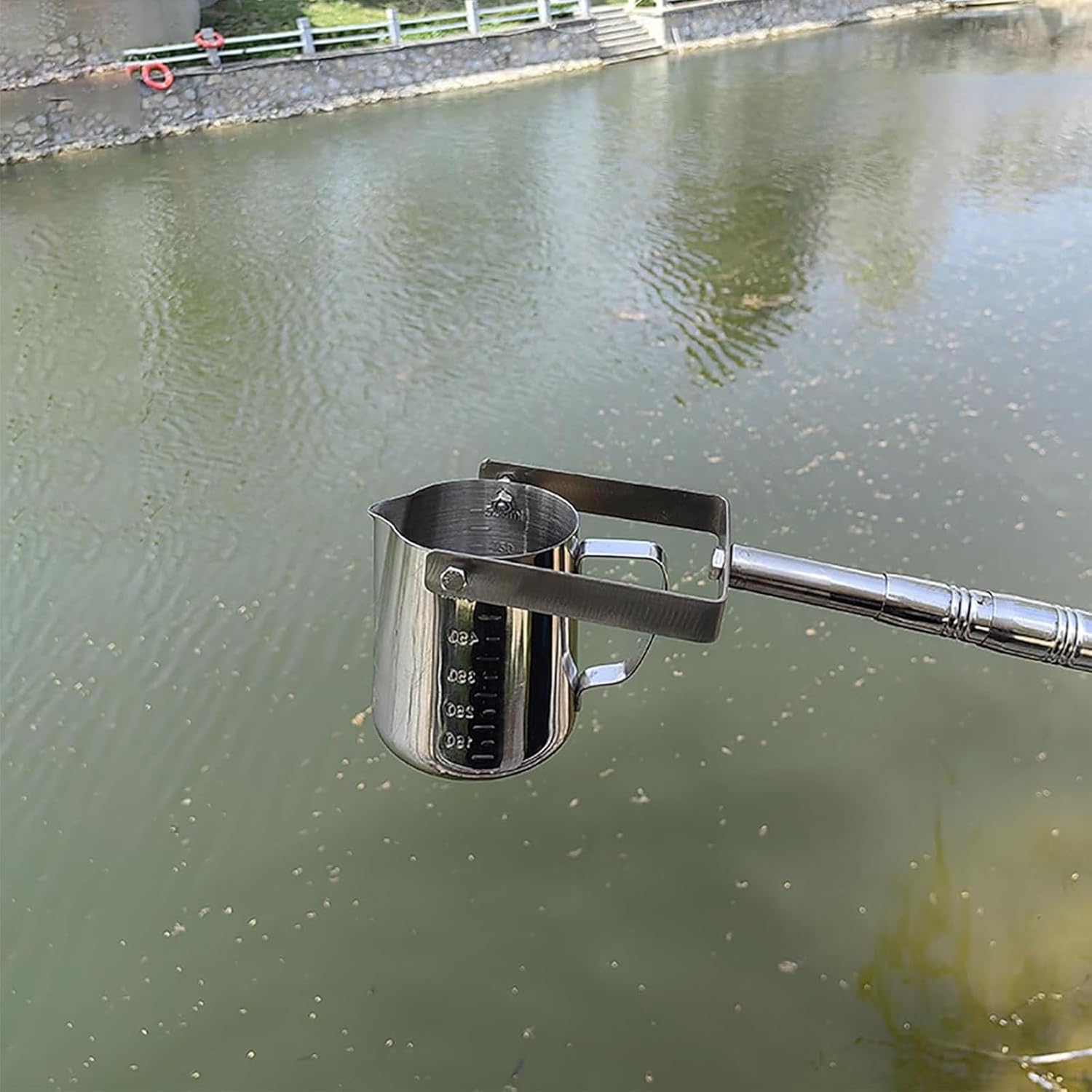 Metal Water Dipper Sampler with Cup & Pole, Extra Long Liquid Sample Collection Rod Kit for Pond/Stream(1000ml,1.17-4m/3.8-13.1ft)