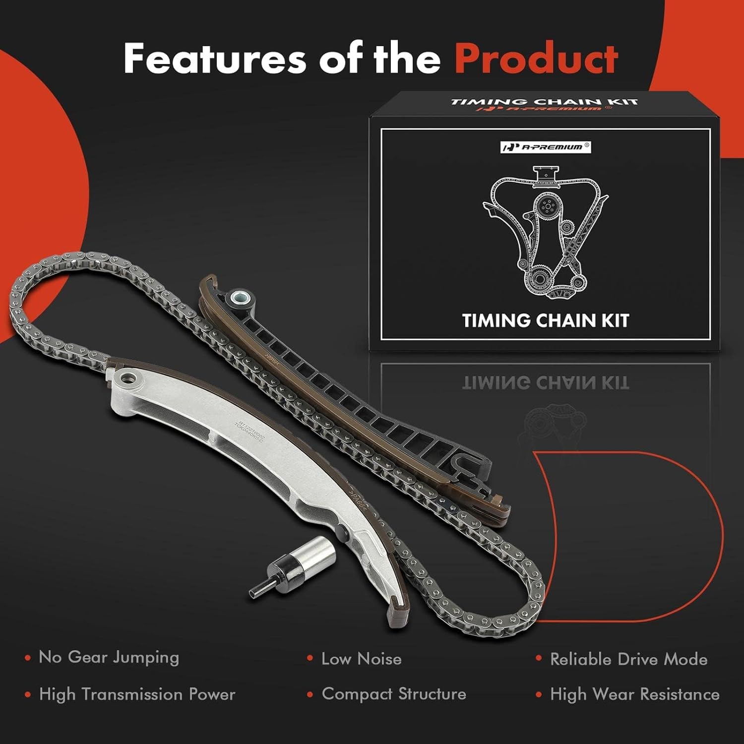 A-Premium Engine Timing Chain Kit W/Tensioner & Guide [fits SOHC, 4Cyl 1.6L] Compatible with Mini Cooper [R50 R53 Series] 2002-2008 [for W10B16A, W11B16A], Replace# 11311485400, 11311485397