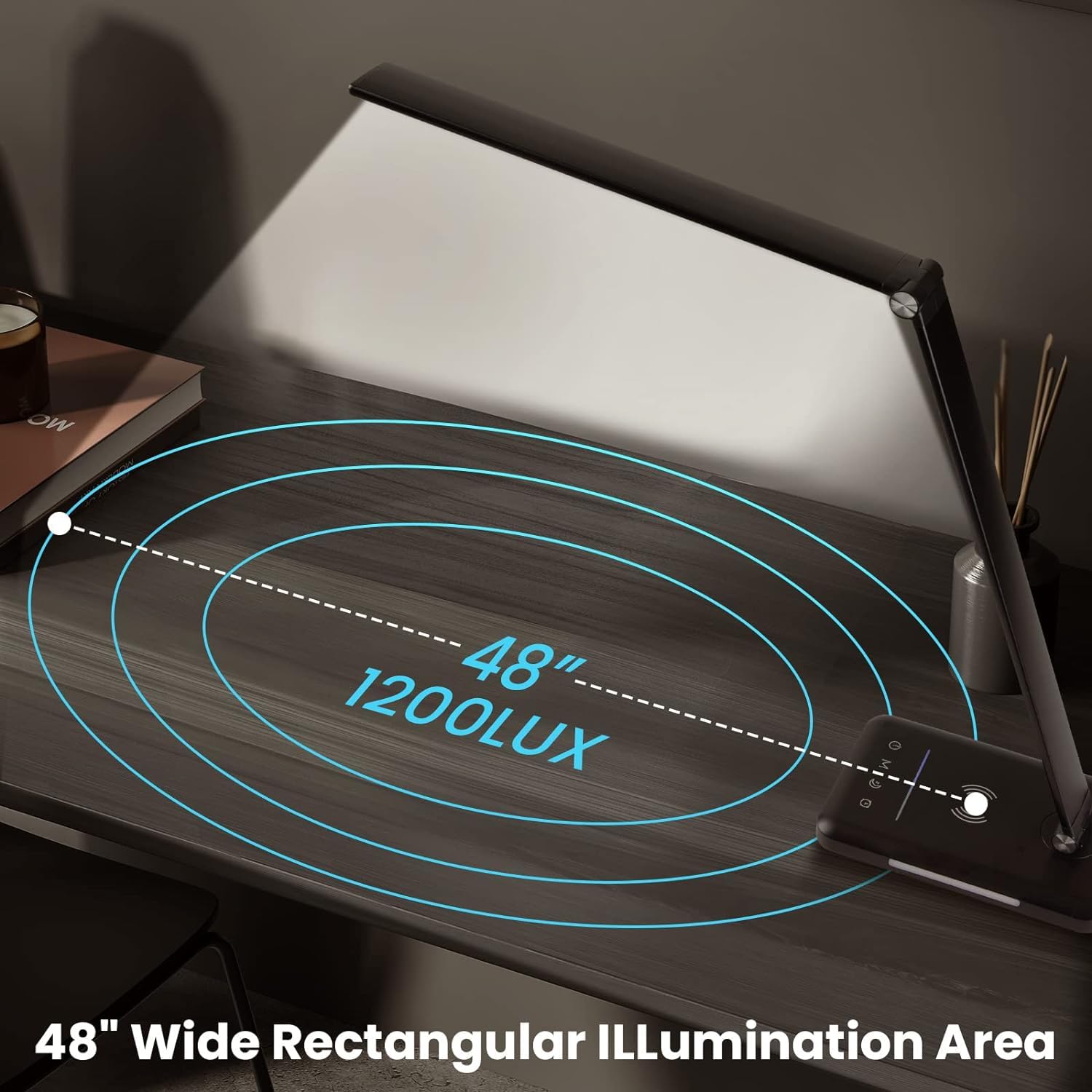 BIENSER Lampada da Scrivania LED con Ricarica Wireless 10W, Funzione di Ricarica USB, 600LM Lampada da Tavolo con 10 Livelli di Luminosità × 5 Colori, Luce Notturna, Memoria, Timer Auto, 6000K, 24W