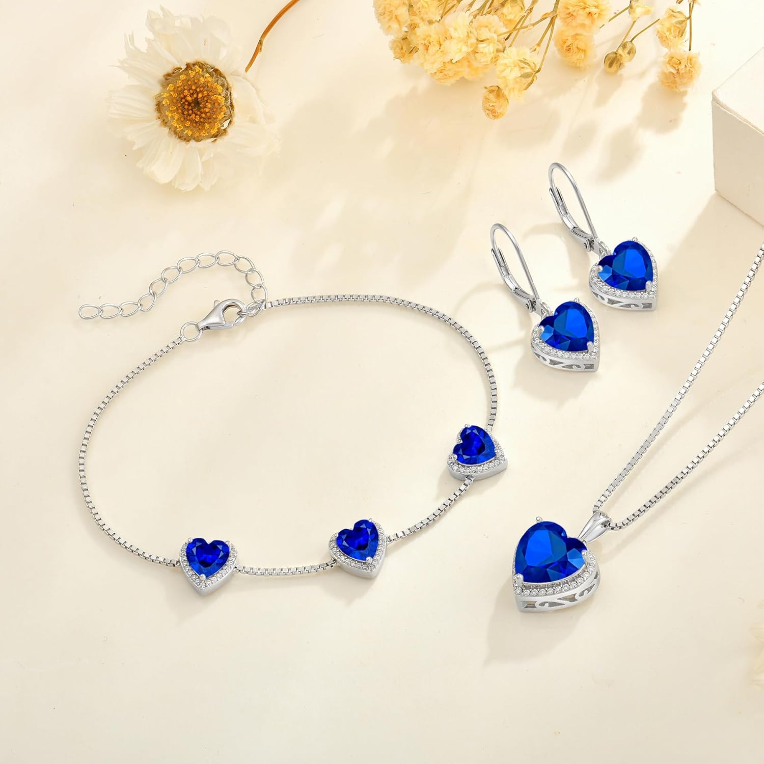 Love Heart Bracelet 925 Sterling Silver Halo Heart Birthstone Bracelet Jewelry Gifts for Women - Image 5