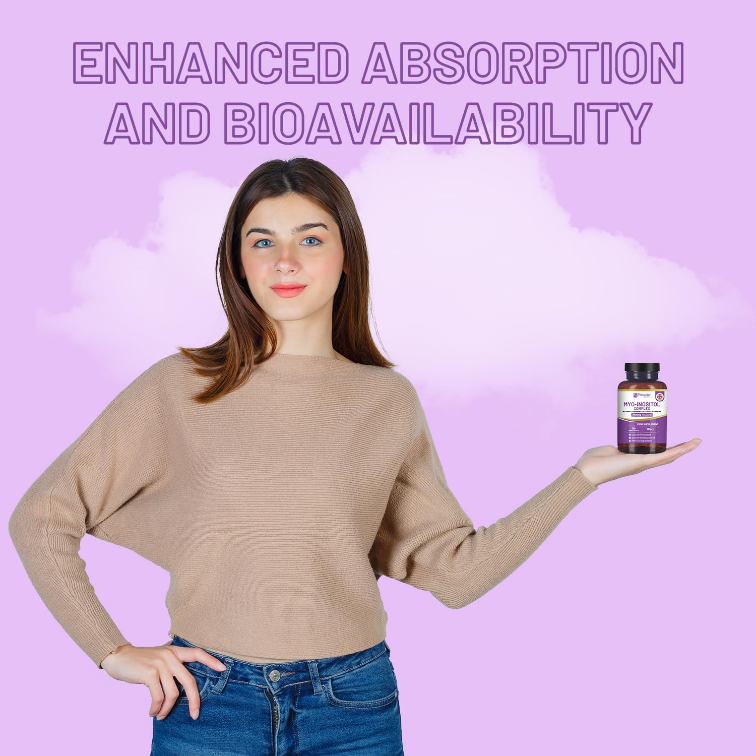 Myo-Inositol Complex 120 Vegan Tablets 7000mg per Serving with Black Maca Root, Chromium, Folic Acid, and Vitamin B12 | Hormonal Balance for Women| Premium Quality by Prowise