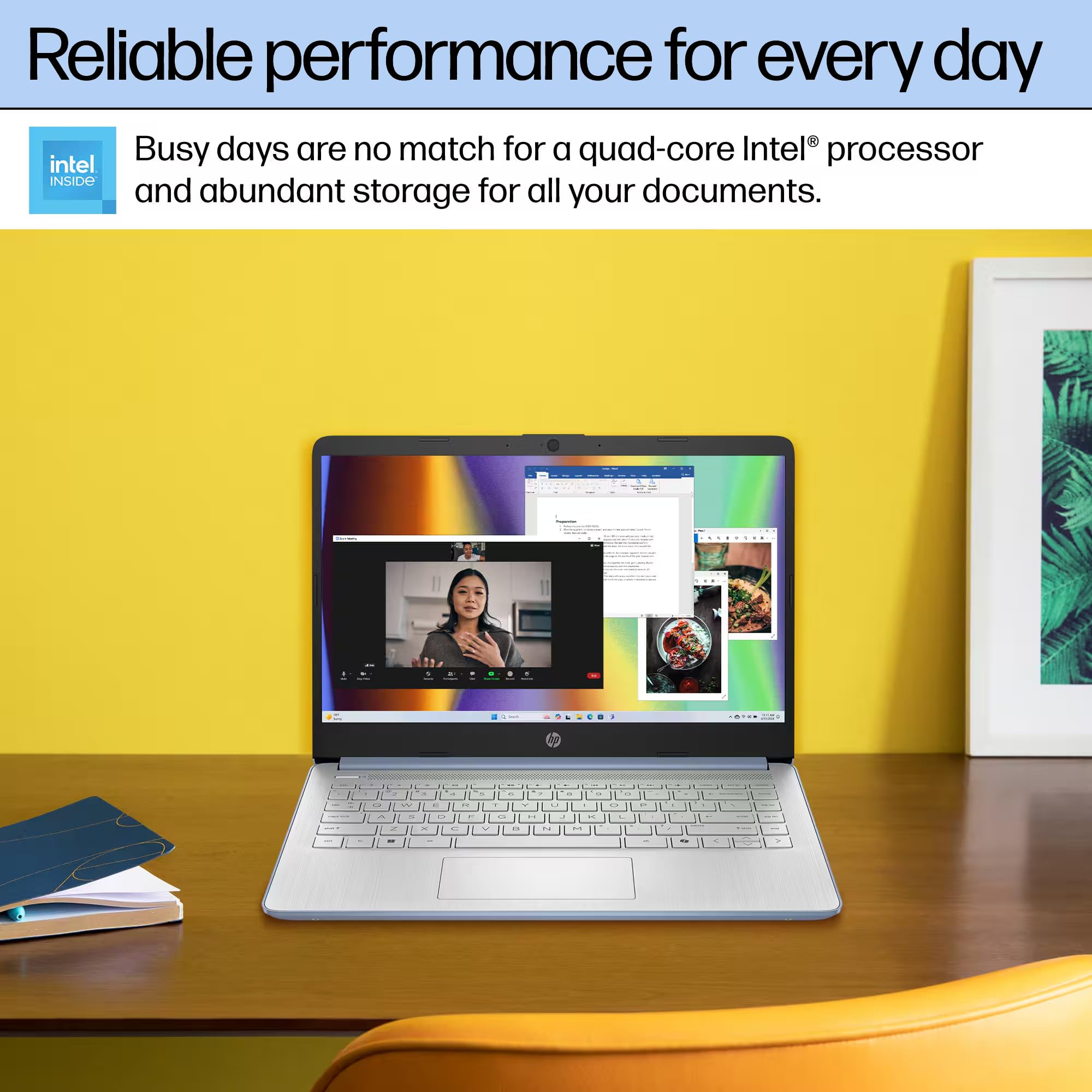 HP 14 Laptop Student Business 2025 Flagship Computer, AI Copilot, 4-Core 13th Gen Intel CPU, 16GB RAM 628GB Storage (128GB UFS+ 500GB Ext), 1-Yr Office 365, Long Battery HubxcelAccessory Win 11S Blue