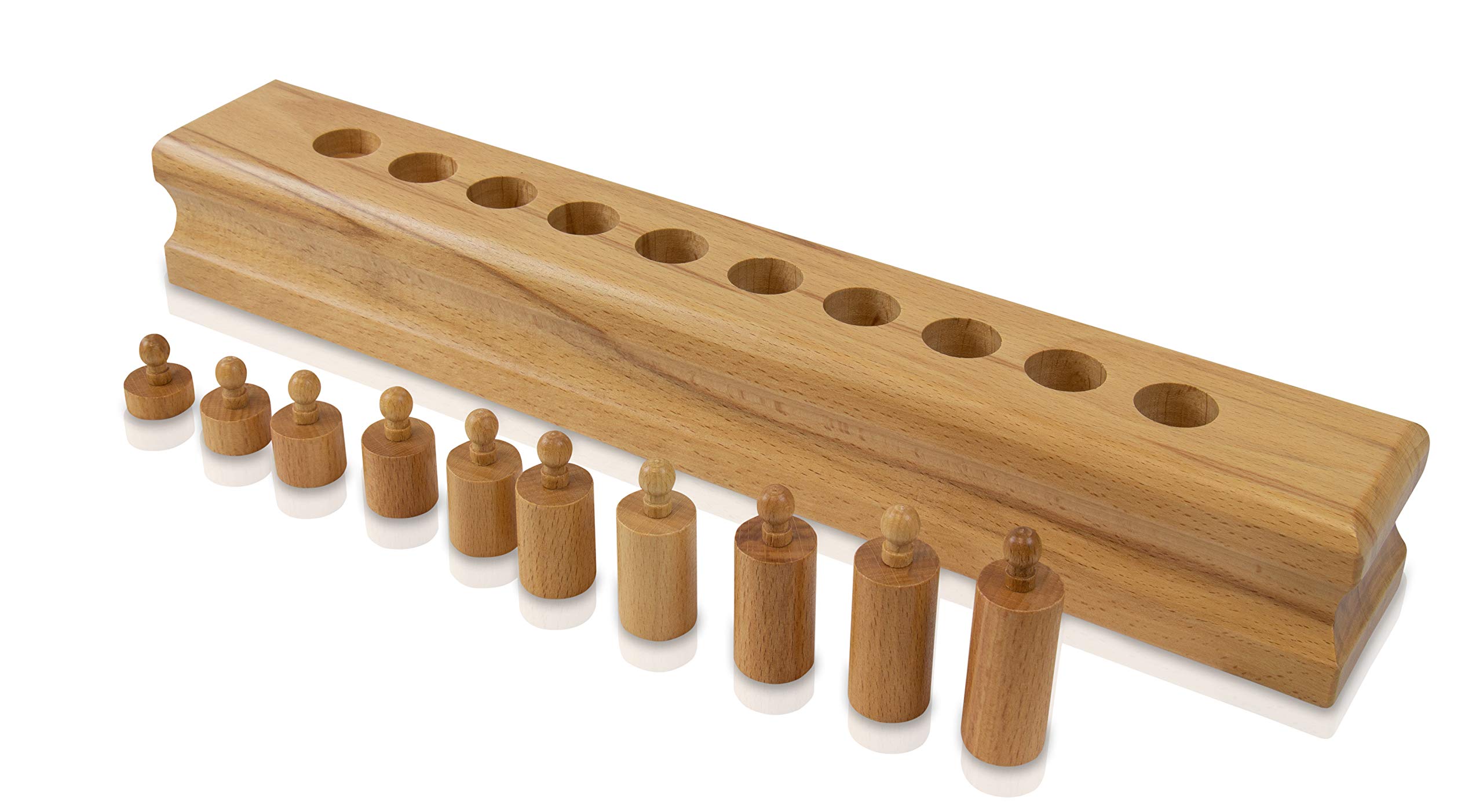 edu fun 91109 Montessori klocki cylindryczne drewno, cylinder, pedagogiczna zabawka edukacyjna od 3 lat o średnicy równej i wysokości, różne drewniane zabawki z litego drewna (wariant 4)