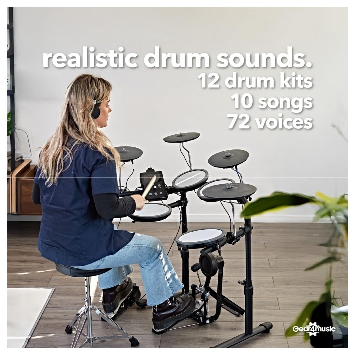 VISIONDRUM-PRO Batteria elettrica con cuffie - Mesh Pads Batteria elettronica per bambini e adulti