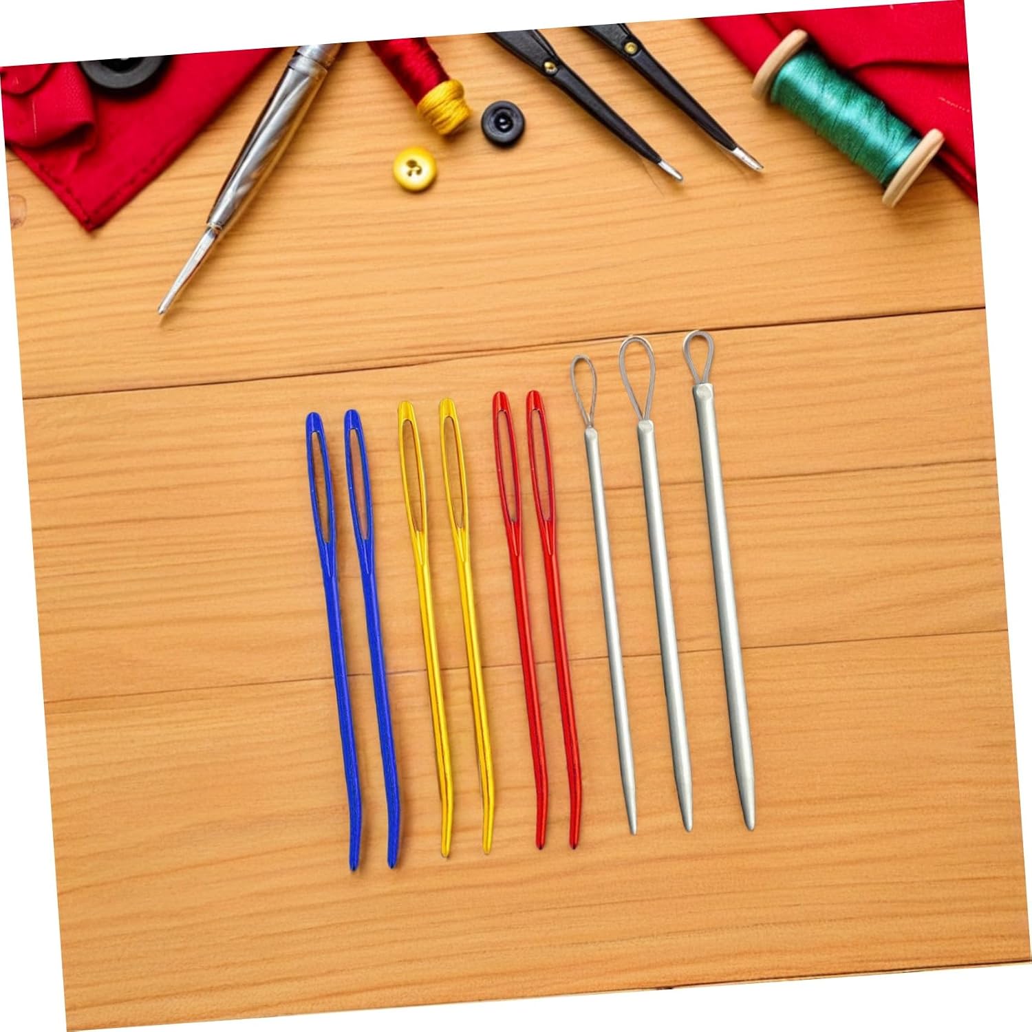 IWOWHERO 9pcs Bent Tip Tapestry Needles Large-Eye Wool Needles for Yarn Embroidery Kit