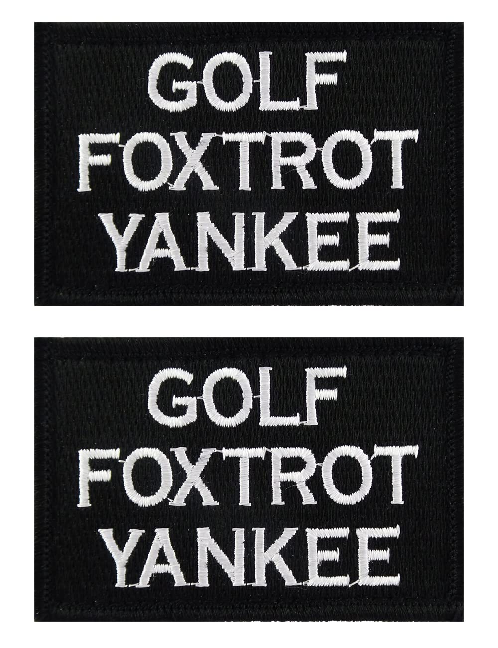 2 PCS AliPlus Golf Foxtrot Yankee Patch Embroidered Tactical Morale Patch Hook and Loop