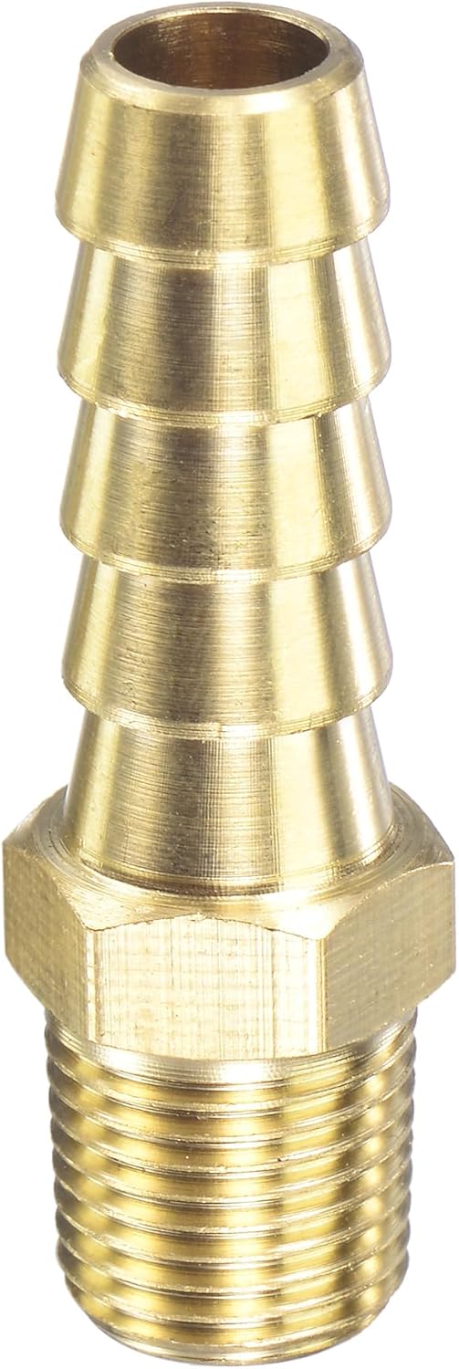 Brass Hose Barb Fitting Straight 5/16 Inch x NPT 1/8 Male Thread Pipe Connector for Water Air Fuel Tube