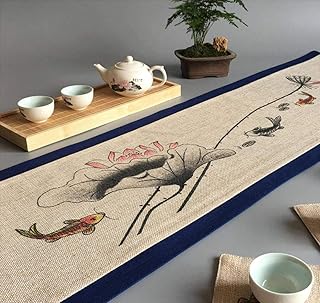Giapponese Runner da Tavolo,Cotone E Lino Tradizionale Runner da Tavolo Stile Cinese Tessuto Antico Famiglia Fattoria Cucina Decorazione della Casa-32x150cm(13x59inch)-A