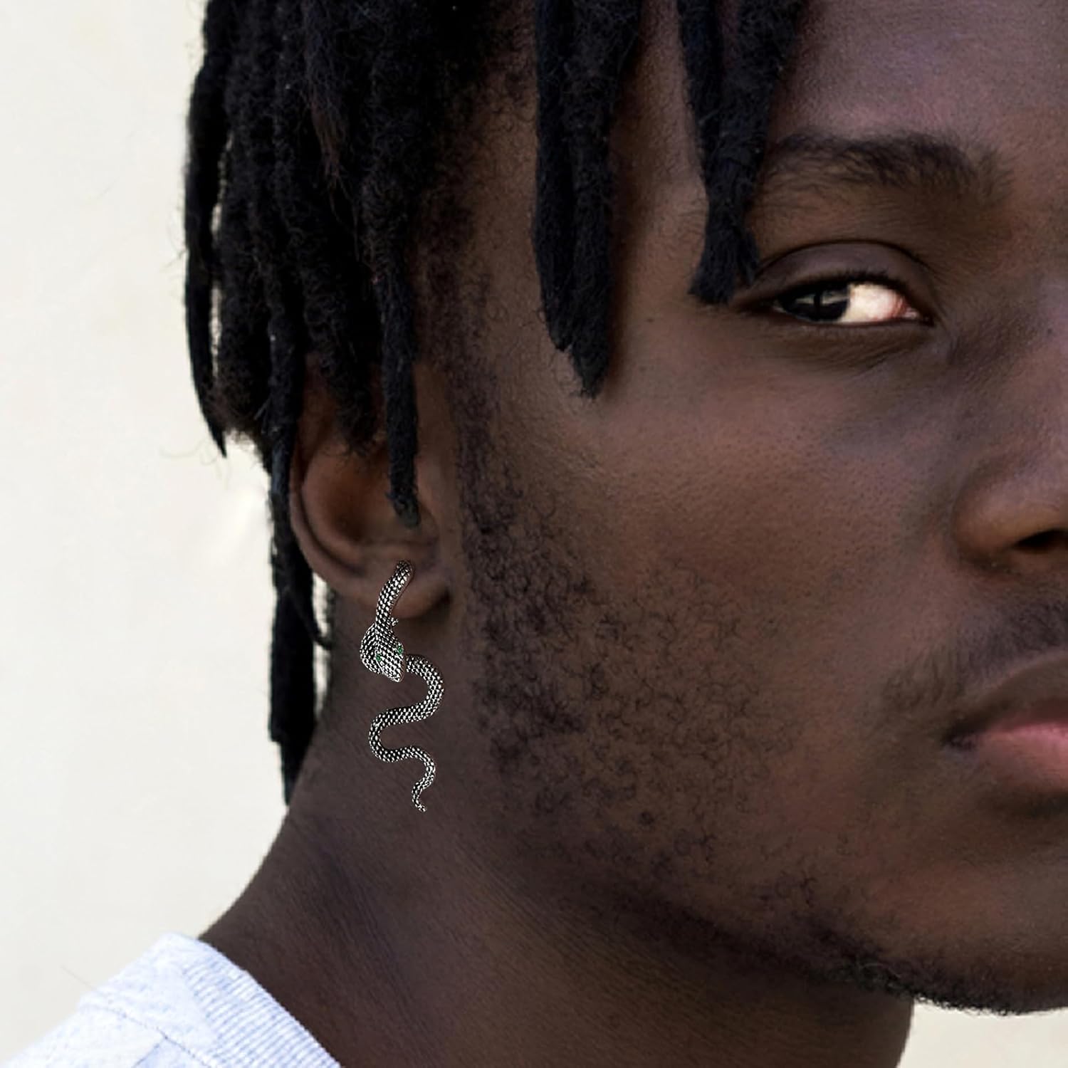 Silver Snake Earrings for Women Men Punk Goth Dangle Detachable Earrings - Image 3