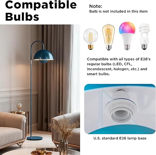 Miniatura 5 de Lámparas de pie de arco para sala de estar, lámparas de pie de 63 pulgadas de alto, lámpara de pie decorativa, colorida casa de campo E26, lámpara