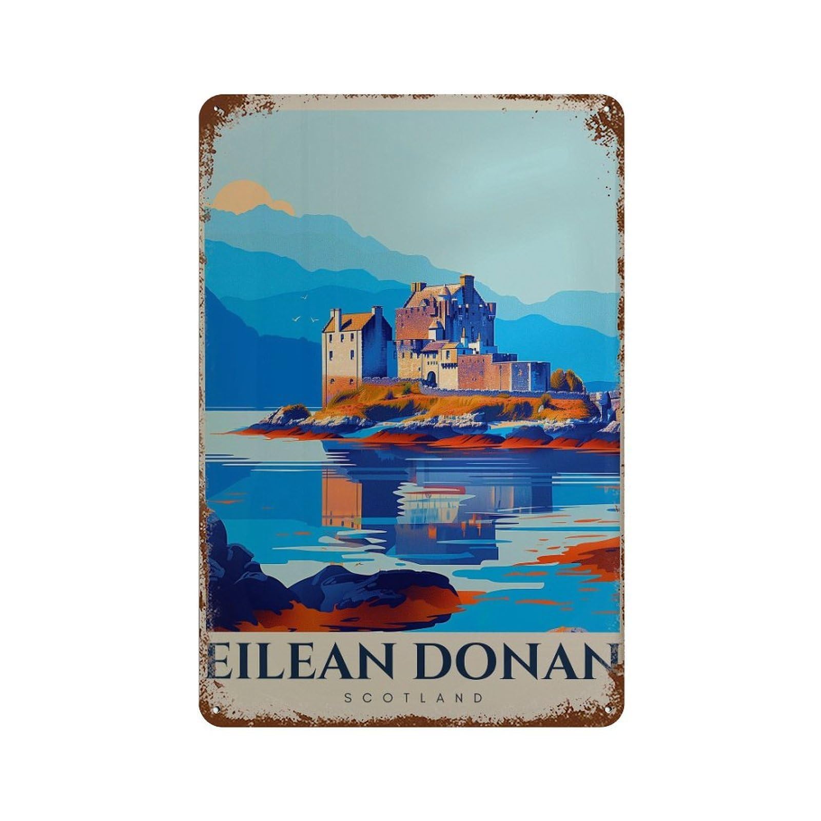 xiaoxiaoshen Eilean Donan Castle Scotland Travel Wall Decor Art Metal Tin Poster Modern Home Decor Art Home Bar Shop Decorations Vintage Sign 30x20cm