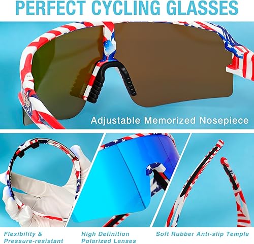 Miniatura 9 de SPOSUNE Gafas de ciclismo polarizadas para hombres y mujeres, protección UV400, gafas de sol deportivas para béisbol, correr, pesca, equitación