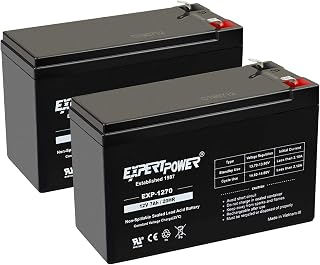 ExpertPower 12V 7Ah SLA Rechargeable Battery 2-Pack for Alarms, UPS, Ride-On Toys, Kids Cars & Fire Safety