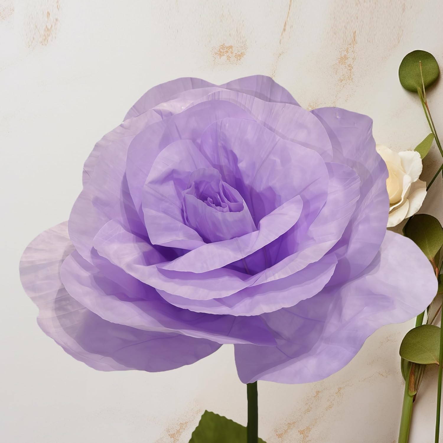 Giant Artificial Rose Flower Decor, Large Standing Faux Bloom for Wedding Aisles, Event Backdrops, Photography Props & Home Styling (Purple)