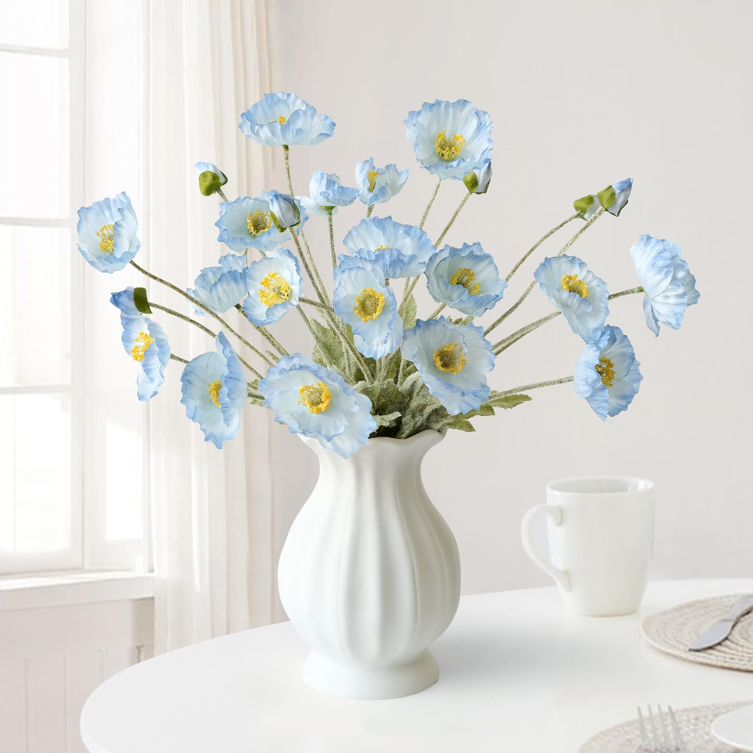 Amazon.com: JINWOE Light Blue Poppy Artificial Flowers,6 Stems