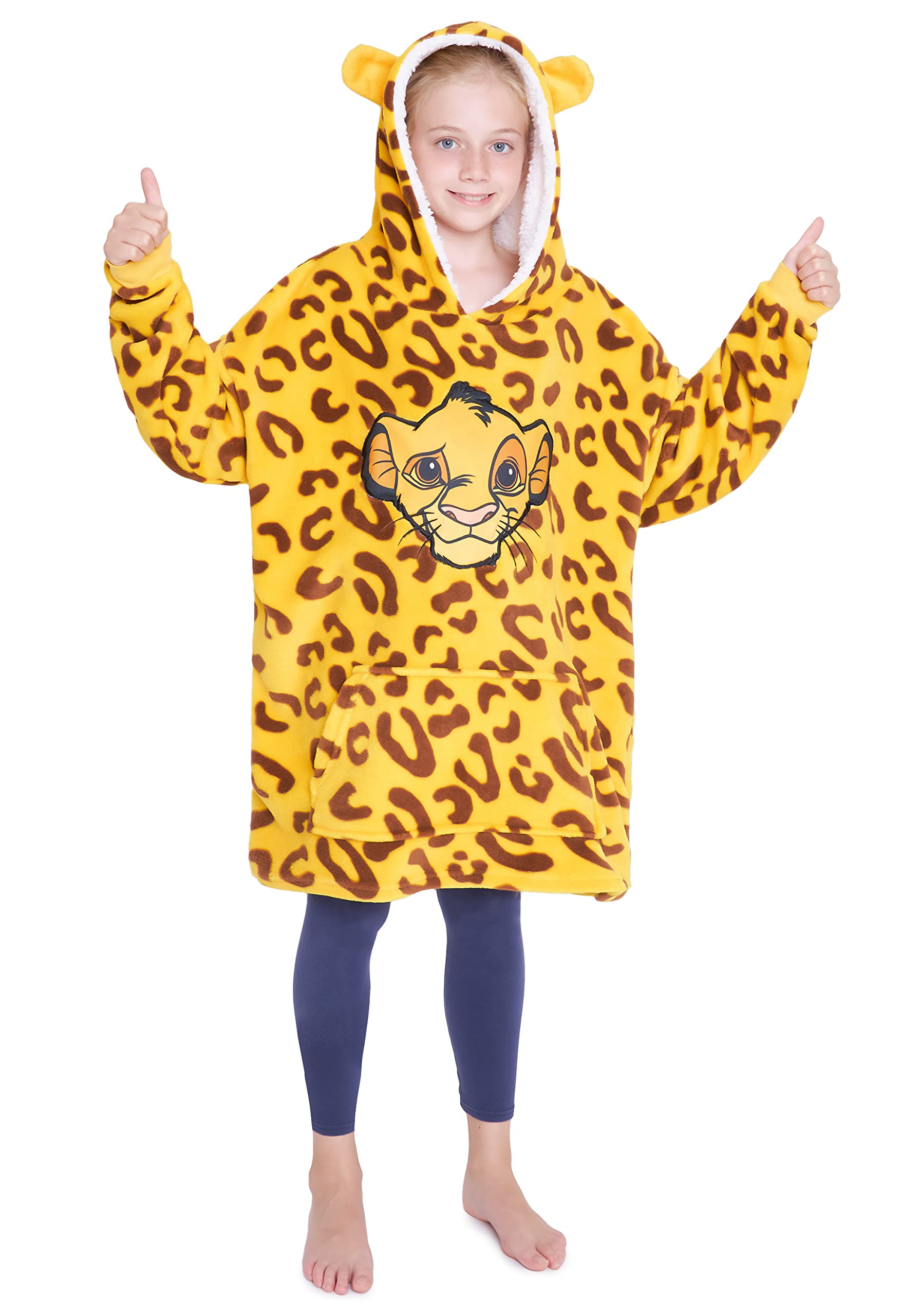 Disney Mustard Hoodies For Girls Boys, Kids Oversized Hoodie Blanket, Minnie Mickey Stitch Gifts (Mustard)